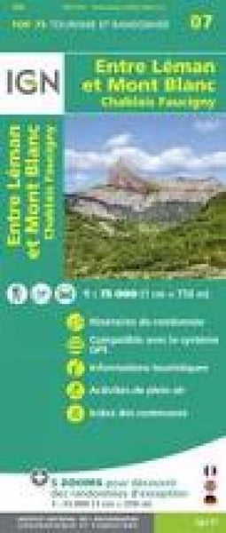 Lake Geneva to Mont-Blanc, France 1:75,000 Topographic Map #07 Institut Geographique National