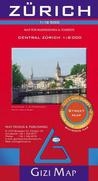 Zürich : 1:12,500 : central Zürich 1:8,000 : street map GiziMap