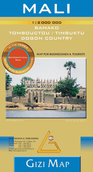 Mali : 1:2,000,000 : Bamako : Tombouctou/Timbuktu : Dogon country : geographical map GiziMap