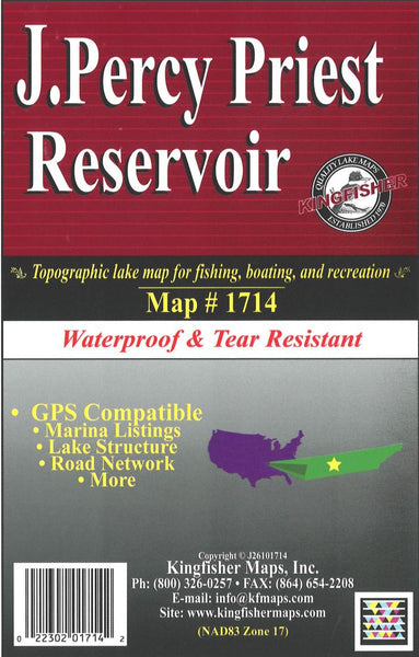 J. Percy Priest Lake, TN Fishing Map Kingfisher Maps, Inc.