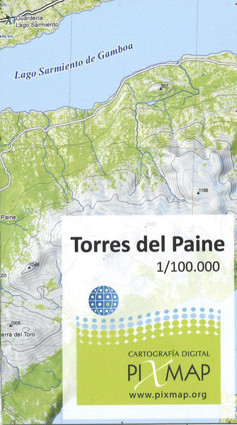 Torres del Paine hiking map 1:100,000 Pixmap
