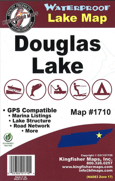 Douglas Lake, TN Fishing Map Kingfisher Maps, Inc.