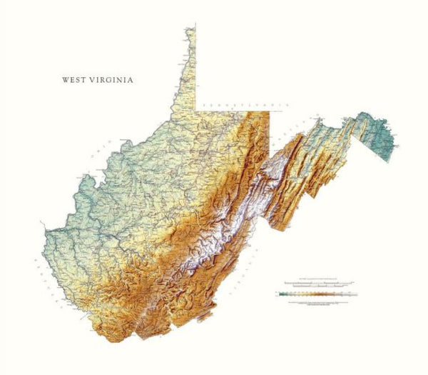 West Virginia [Physical, 36x40] Raven Maps
