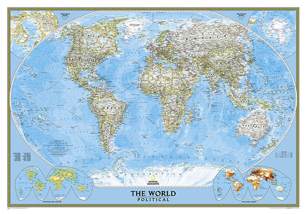 World Classic Wall Map - Laminated (43"  x 30") National Geographic Maps