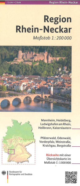 Rhein-Neckar Region Toopographic Road Map Bundesamt für Kartographie und Geodäsie