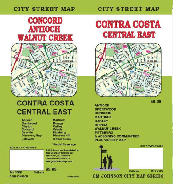 Contra Costa : central east : city street map = Concord : Antioch : Walnut Creek : city street map GM Johnson