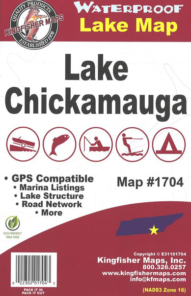 Lake Chickamauga, TN Fishing Map Kingfisher Maps, Inc.