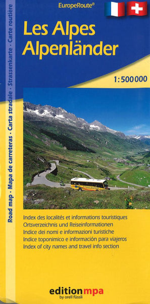 The Alps Road Map 1:500,000 Edition MPA by Orell Fussli