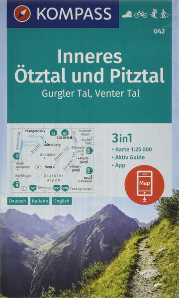 Inneres Otztal - Pitztal - Kaunertal Hiking Map Kompass