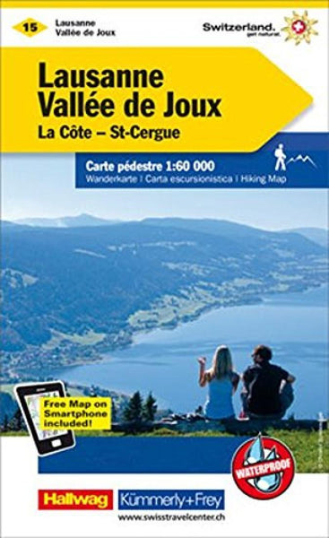Lausanne - Vallee de Joux : Switzerland Hiking Map #15 Hallwag Kummerly Frey AG