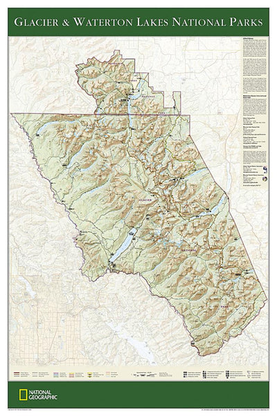 Glacier & Waterton Lakes National Parks National Geographic Maps