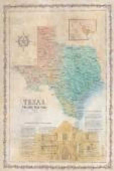 Texas Antique-Style Map with Texas History One Treasure Limited