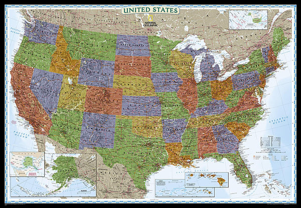 The United States [decorator, large, tubed] National Geographic Maps
