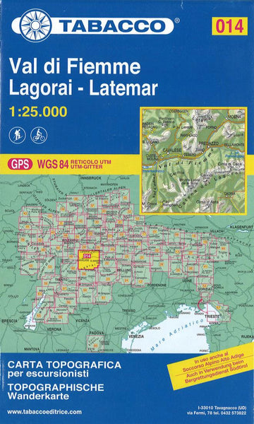 Val di Fiemme - Lagorai - Latemar Topographical Hiking Map Tabacco Map