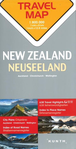 New Zealand, Auckland, Christchurch, Wellington : travel map = Neuseeland = Nueva Zelanda = Nuova Zelanda Kunth Verlag