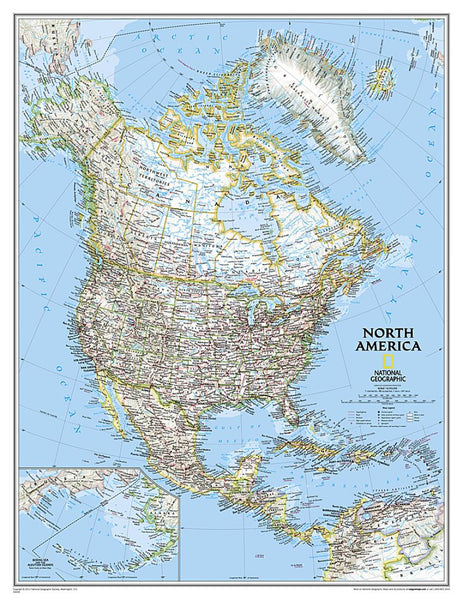 North America [classic, large, tubed] National Geographic Maps