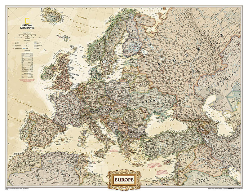 Europe Executive Enlarged Wall Map [Laminated] | Map Geek.com