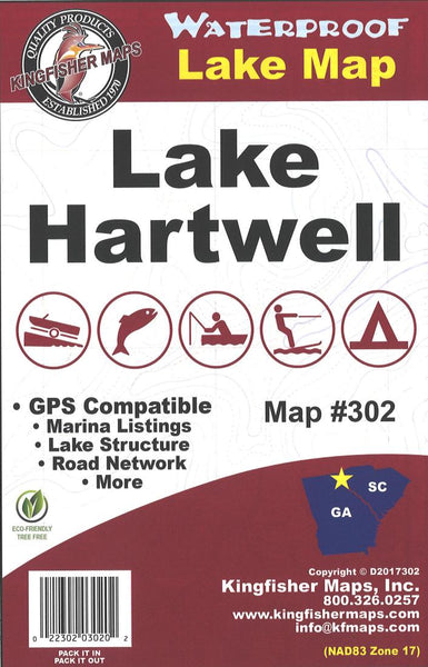 Hartwell Lake, GA Fishing Map Kingfisher Maps, Inc.
