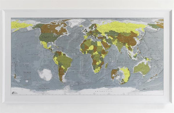 Classic World Wall Map : Gold, Khaki, Yellow, Sage Future Map Company