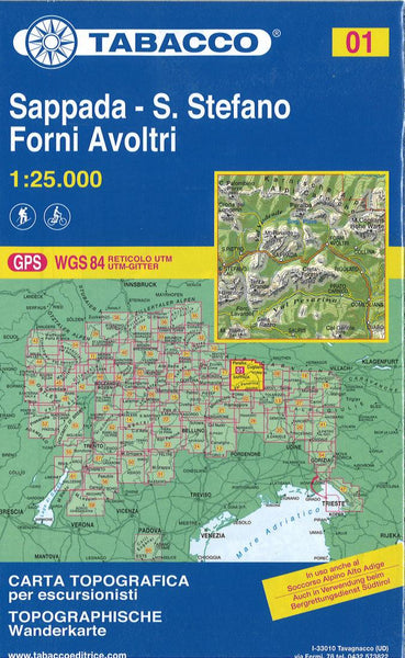 Sappada - S. Stefano - Forni Avoltri - Val Visdende Topographic Hiking Map Tabacco Map