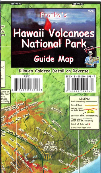 Hawaii Map, Hawaii Volcanoes, folded Frankos Maps Ltd.