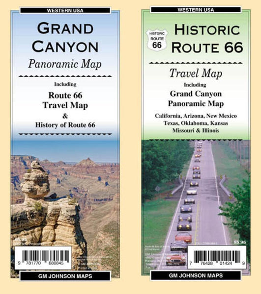 Grand Canyon : panoramic map : western USA = Historic Route 66 : travel map : western USA GM Johnson