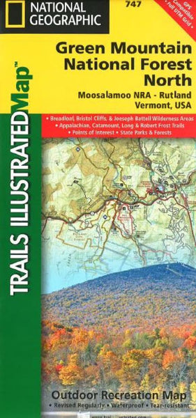 Green Mountains Nat'l Forest, Moosalamoo NRA-Rutland,  Map 747 National Geographic Maps