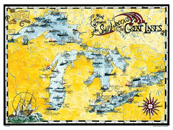 Great Lakes, Shipwreck Map Avery Color Studios