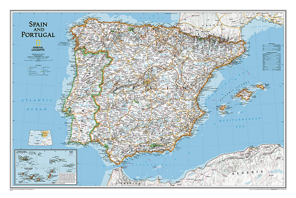 Spain and Portugal [classic, tubed] National Geographic Maps