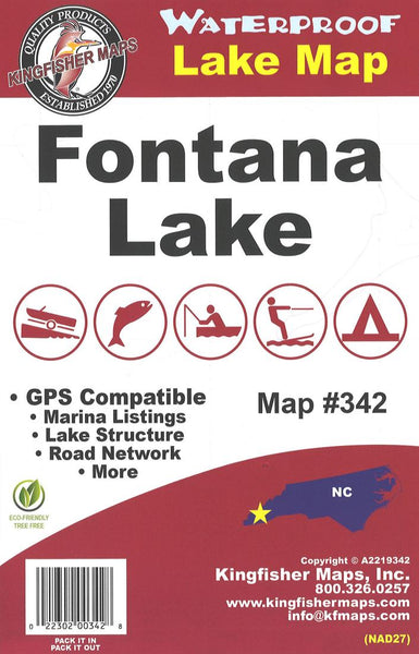 Fontana Lake, NC Fishing Map Kingfisher Maps, Inc.