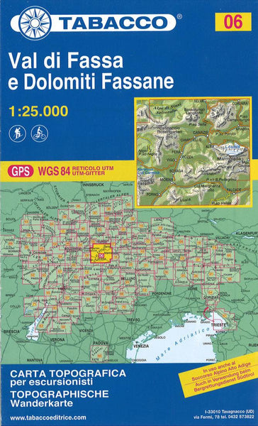 Val di Fassa - Marmolada - Catinaccio/Rosengarten Topographic Hiking Map 1:25,000 Tabacco Map