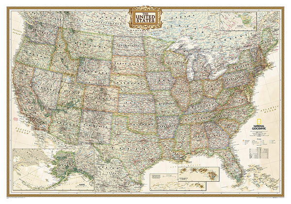 United States Executive Wall Map - Tubed (43" x 30") National Geographic Maps