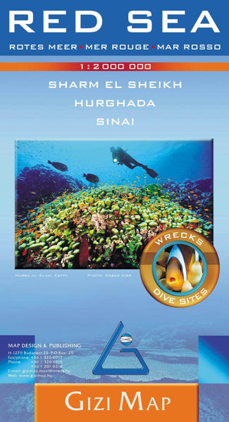 Red Sea : 1:2,000,000 : Sharm El Sheikh : Hurghada : Sinai : wrecks dive sites = Rotes Meer = Mer Rouge = Mar Rosso GiziMap