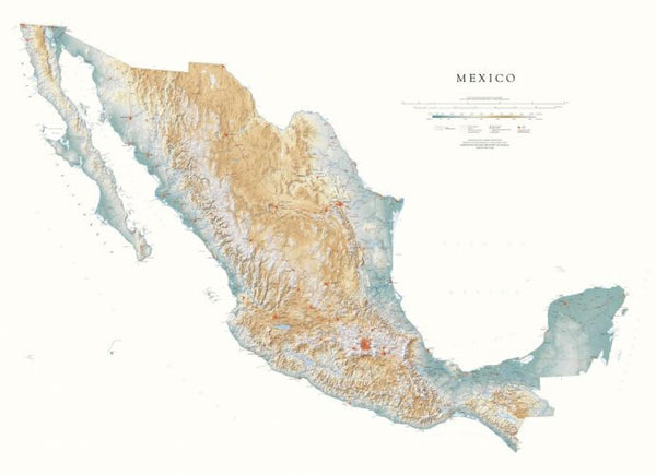 Mexico [physical, 37x54] Raven Maps