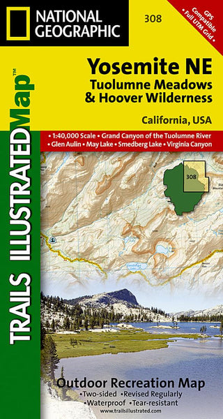 Yosemite NE, Tuolumne Meadows and Hoover Wilderness, Map 308 National Geographic Maps
