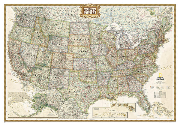 United States Executive Wall Map - Laminated (43" x 30") National Geographic Maps