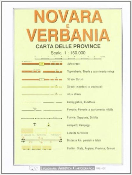 Novara e Verbania : carta delle province : scala 1 : 150.000 Litografia Artistica Cartografica