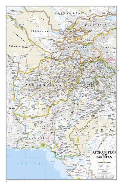 Afghanistan, Pakistan Wall Map (Tubed) National Geographic Maps