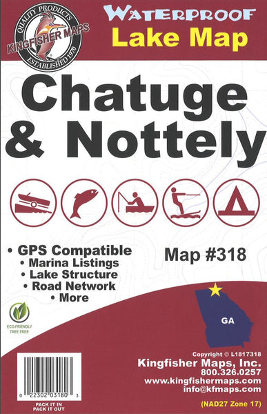 Chatuge & Nottely Lakes & Hiwassee Reservoir Fishing Map Kingfisher Maps, Inc.
