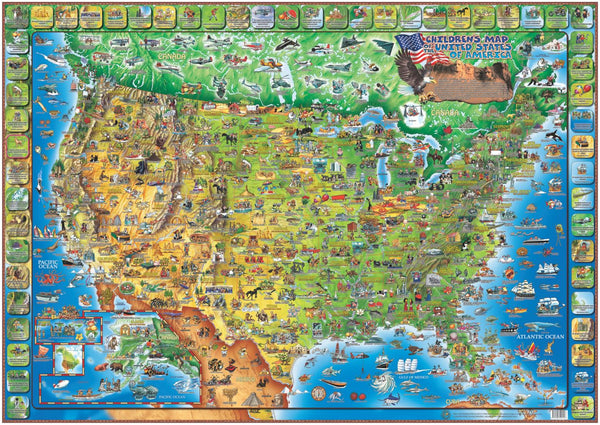 Dino's Illustrated Map of the USA 38" x 54" Dino's Illustrated World