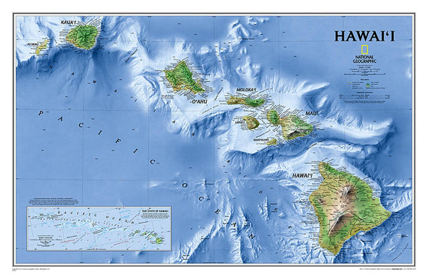 Hawaii Classic Wall Map National Geographic Maps