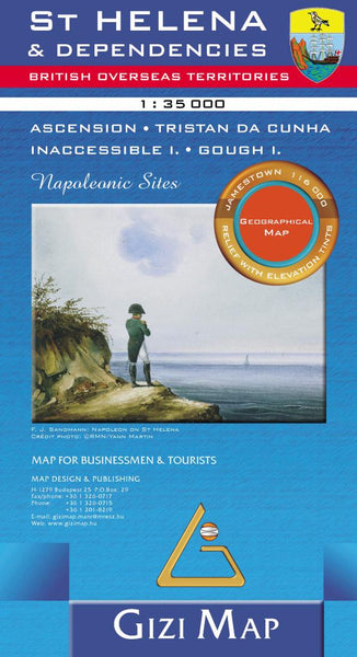 St Helena & Dependencies : British overseas territories : 1:35,000 : Ascension, Tristan do Cunha, Inaccessible I., Gough I. : Napoleonic sites : geographical map GiziMap