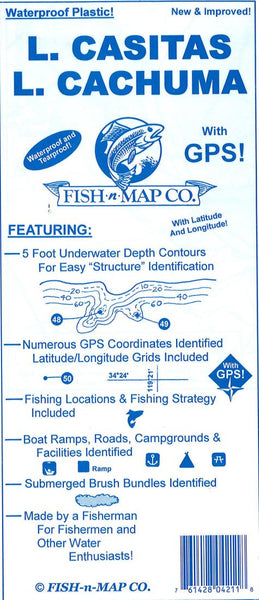 Lake Casitas & Lake Cachuma Fishing Map Fish-n-Map Company