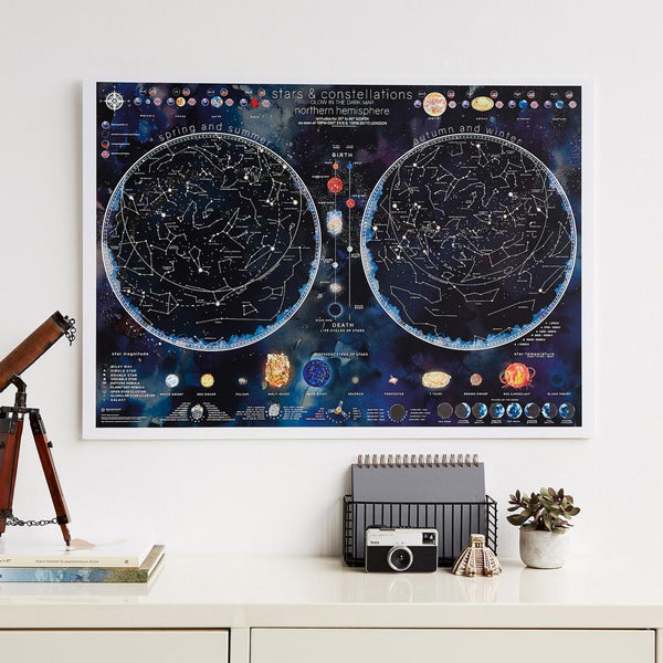 Stars & Constellations of the Northern Hemisphere Glow in the Dark map Maps International Ltd.