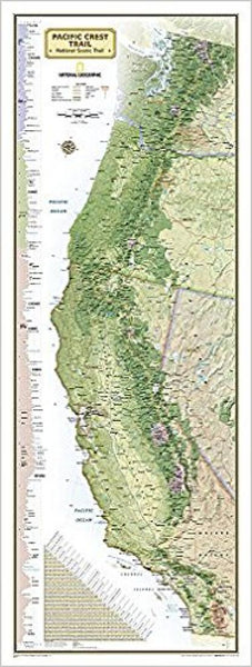Pacific Crest Trail Wall Map - Laminated National Geographic Maps