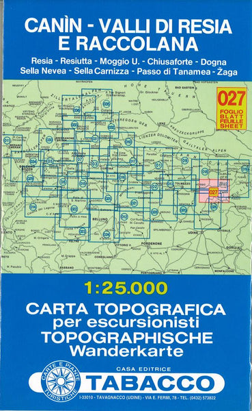Canin - Valli di Resia e Raccolana Topographic Map Tabacco Map