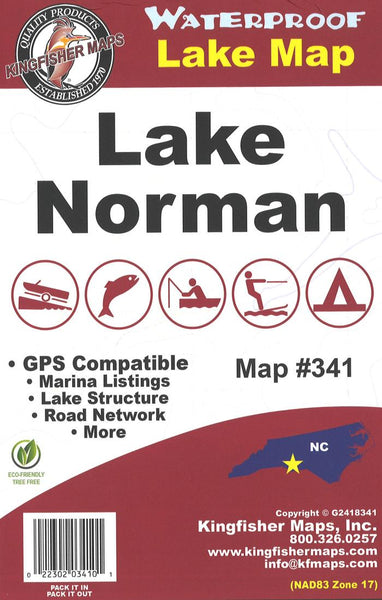 Norman Lake, NC Fishing Map Kingfisher Maps, Inc.