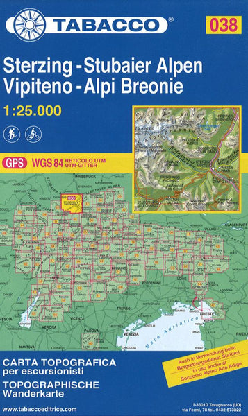 Vipiteno - Alpi Breonie/Sterzing - Stubaier Alpen Tabacco Map