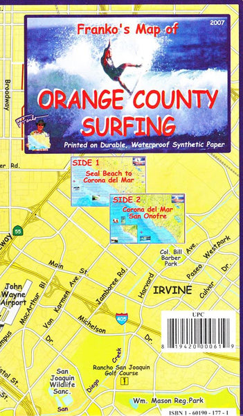 Franko's map of Orange County surfing Frankos Maps Ltd.