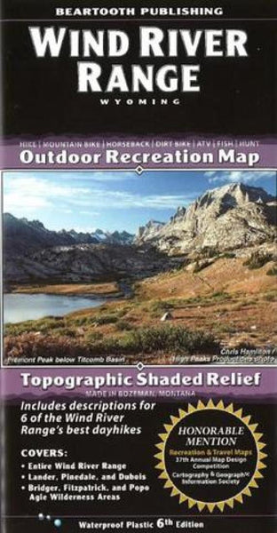 Wind River Range : Wyoming : outdoor recreation map : topographic shaded relief Beartooth Publishing